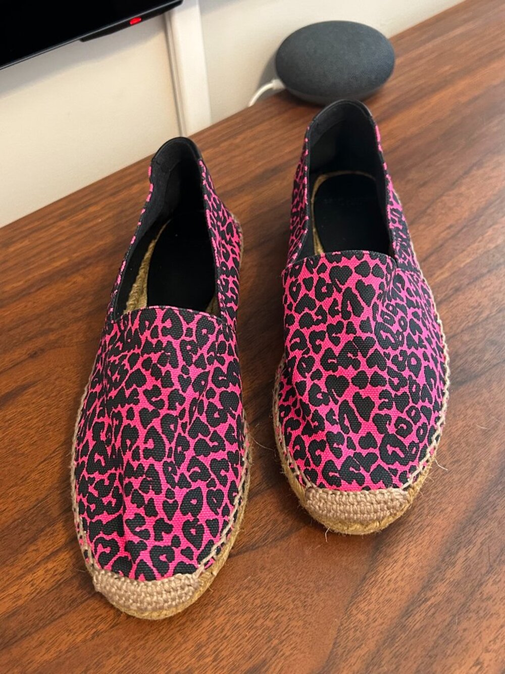 Saint Laurent Pink Leopard Print Espadrilles | Size 38.5 | Excellent Condition